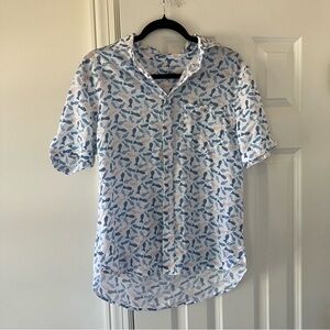 NWT Age Of Wisdom Men's Collared Shirt Fish Outdoors 100% Modal Sky Blue (Small)